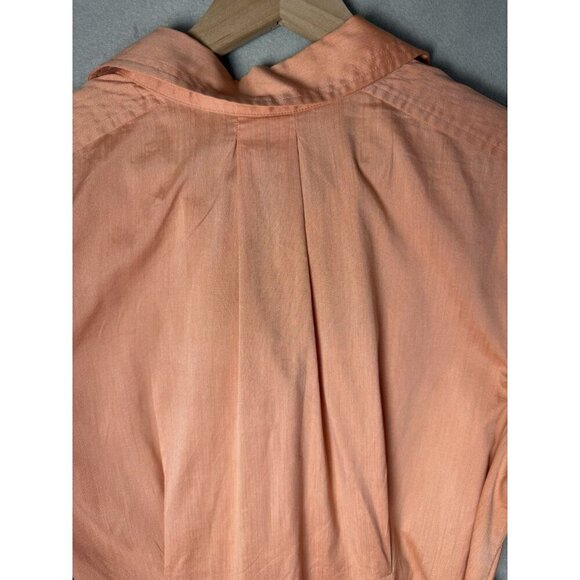 Pell & Co Long Sleeve Shirt Dress Peach Orange Button Up Midi Dress Size 14 - Picture 13 of 16